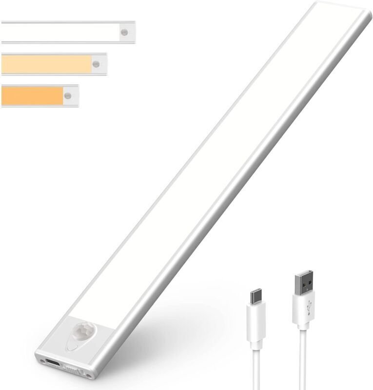 50-LED-Schrankleuchte, wiederaufladbare, kabellose USB-LED-Schrankleuchte mit Bewegungssensor, LED-Arbeitszimmerbeleucht...