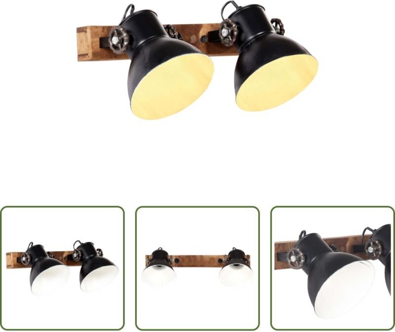 vidaXL Wandlampe Braun - Wandlampe Industriestil Schwarz 45x25 cm E27