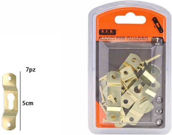 Trade Shop Traesio - Trade Shop - set mit 7 goldenen haken für bilder, bilderrahmen, wandaufhängung, 5 cm 07520 -