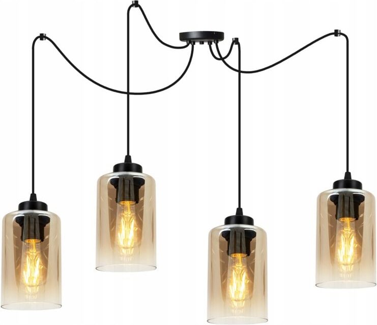 Elegante Spinnen-Hängelampe Mit Glasschirm