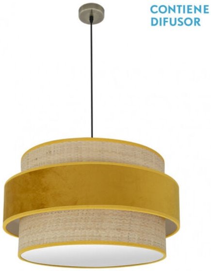 Reyes Pendelleuchte 3xe27 Leder/Natur-Yema regx60x60 cm