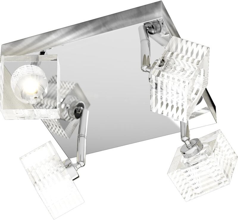 Top-light - Toplight Metropolitan 4-flammige Deckenleuchte mit G9-Fassung, Chromstruktur und bearbeitetem Glas, modernes...