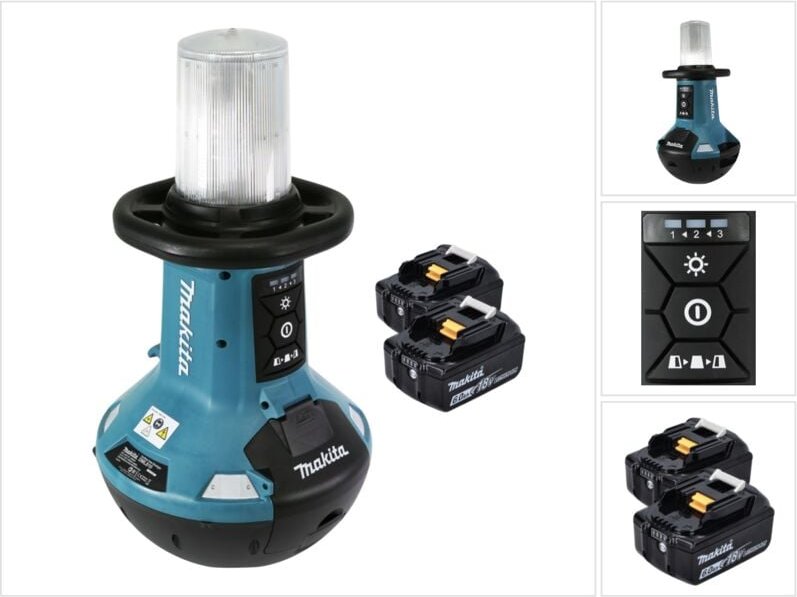 Thumbnail - Makita - dml 810 g Akku led Flächenlicht 18 / 36 v ( 2 x 18 v ) 5500 lm IP54 + 2x Akku 6,0 Ah - ohne Ladegerät