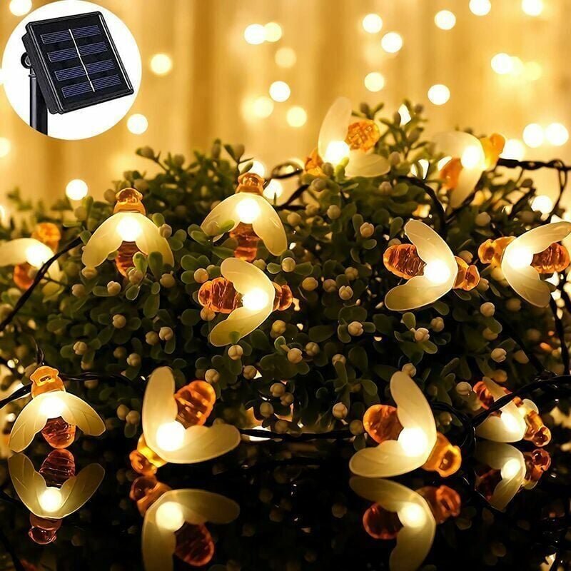 Thumbnail - Solar-Bienen-Lichterkette, 30 LEDs, 6,5 m, Solar-Bienen-Lichterkette, 8 Modi, Kupferdraht, wasserdicht, für den Außenber...