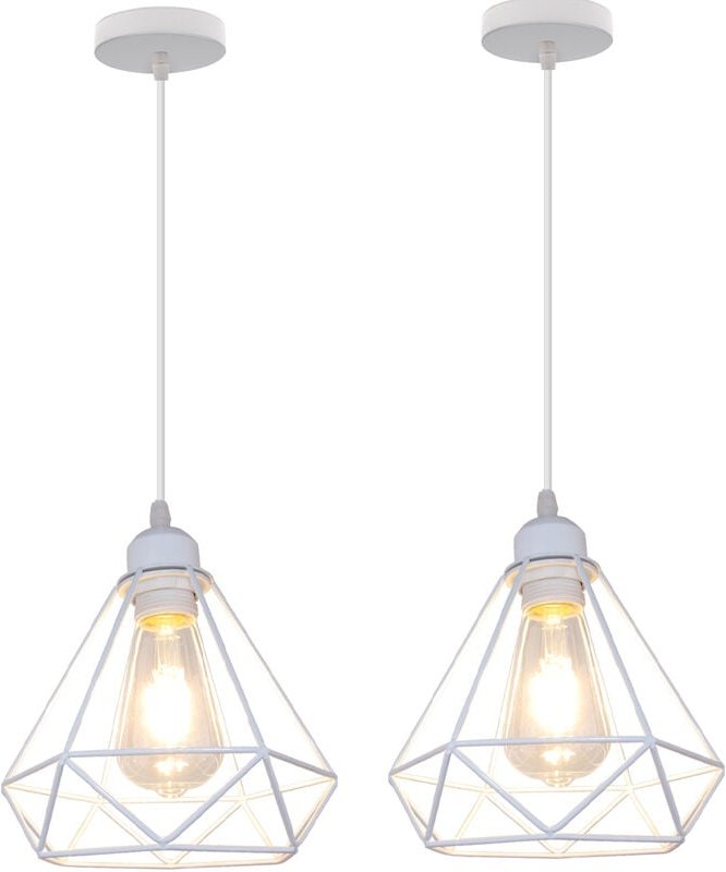 Pendelleuchte, 1 Flammig Hängelampe im Industri Stil, Kronleuchter mit Ø20cm Diamant Käfig für Wohnzimmer Schlafzimmer E...