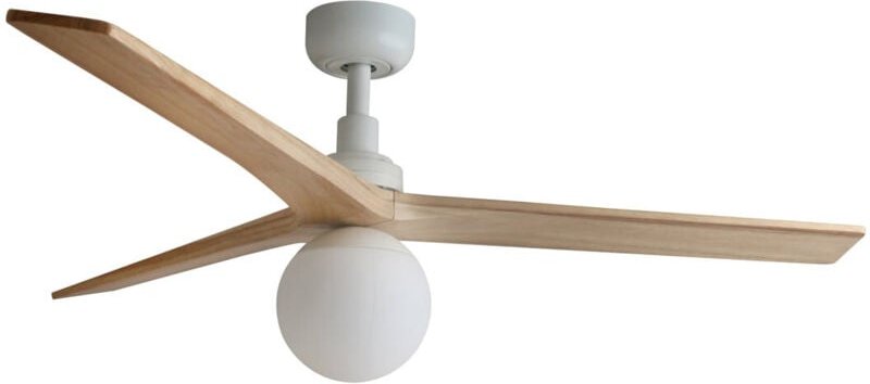 Faro Klim Mittlerer Deckenventilator mit 3 Flügeln, Mattweiß, Kiefer, mit Licht 1x E27, Wiz Smart System
