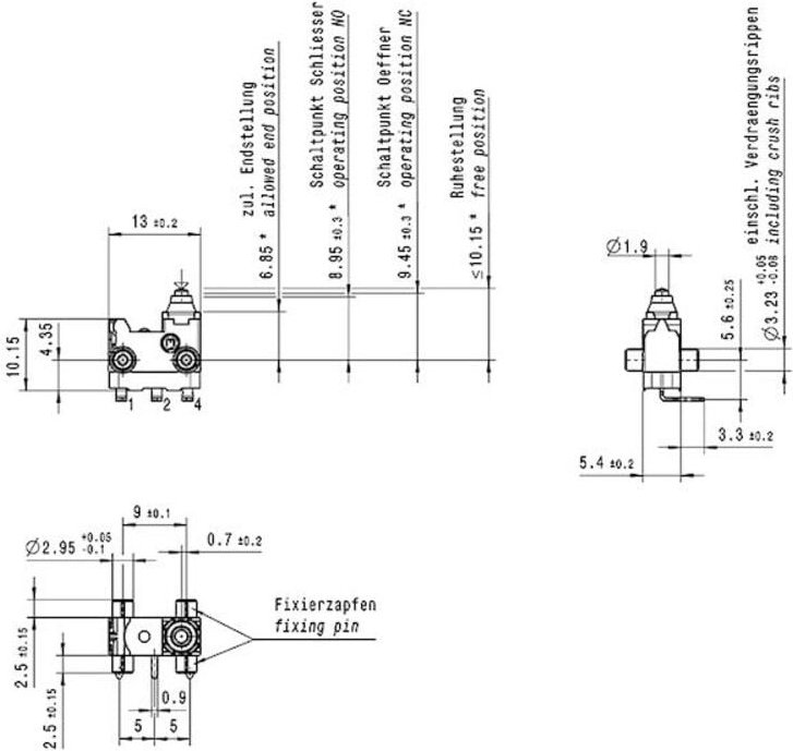 Marquardt - 01065.3603-01 Mikroschalter 30 v/dc 0.1 a 1 x Ein/(Ein) Betätigerseite: IP67/Anschlusssei