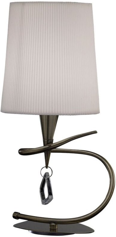 Inspired Mantra Mara Tischlampe 1 Licht E14 klein, antikes Messing mit elfenbeinweißem Schirm