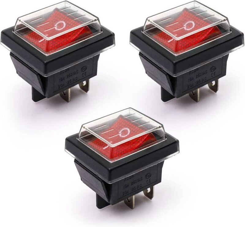 Stück rote Ein/Aus-Wippschalter mit wasserdichter Abdeckung 16A/250V 20A/125V AC (DPST)