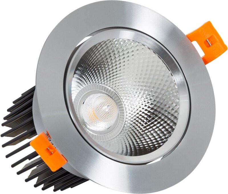 Efectoled - led Downlight Einbaustrahler 15W Rund cob CRI90 Ausschnitt ø 90 mm Silber No Flicker 4000K Neutralweiß