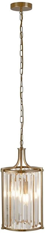 Victoria 2-Licht-Anhänger, antikes Messing, klares Kristall - Searchlight