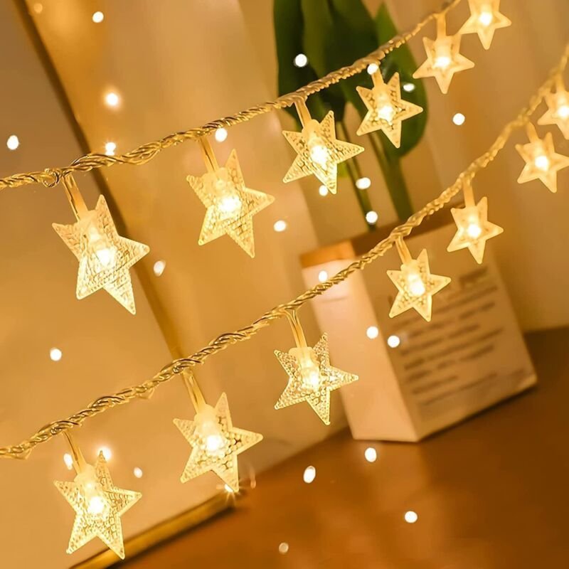 Star Lights Lichterkette, 3 m, 20 LEDs, batteriebetrieben, für Schlafzimmer, drinnen und draußen, Party, Hochzeit und Ra...