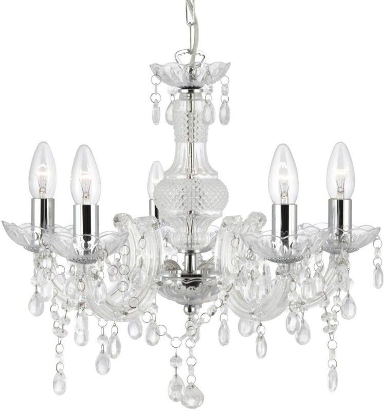 Searchlight - Marie Therese - 5 Licht mehrarmiger Deckenanhänger klar mit Kristallen, E14