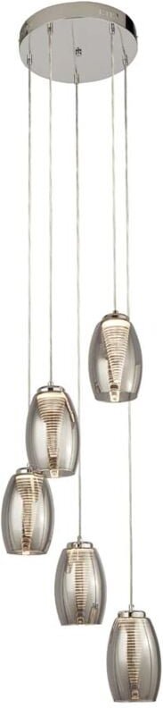 Searchlight - Hängeleuchte Pendelleuchte Esszimmerlampe led Rauchglas Stahl chrom Wohnzimmer