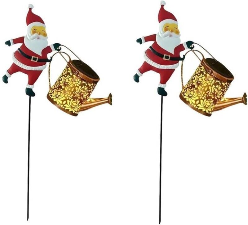 Set aus zwei Solar-Weihnachtslaternen, Solar-Gießkanne, IP65 wasserdichte Lichterkette für den Außenbereich, geeignet fü...