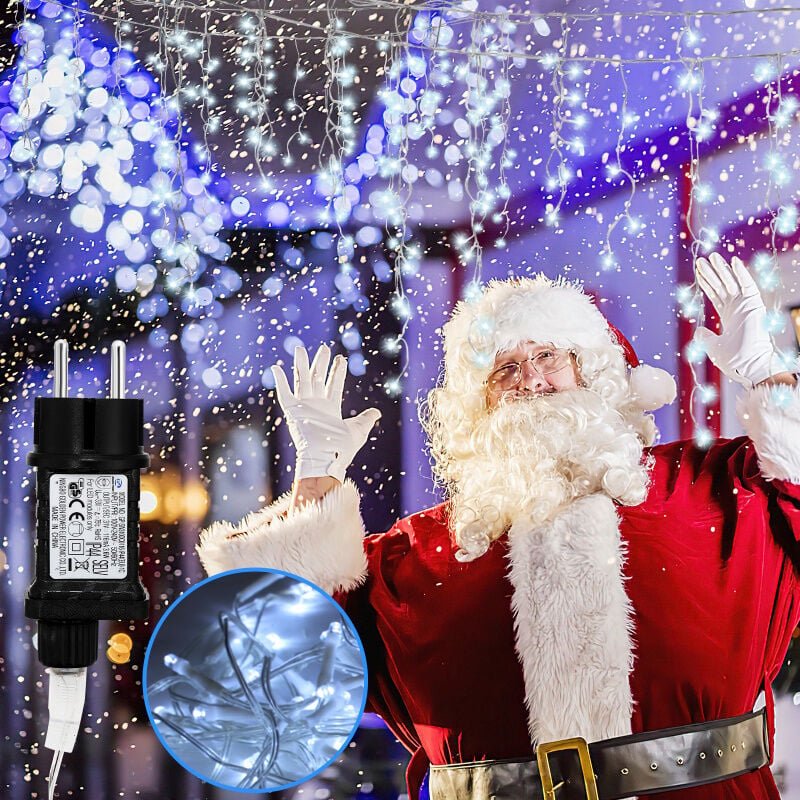 Swanew 200 led Eisregen Eiszapfen Deko Weihnachten Fenster Lichterkette Außen,KaltWeiß