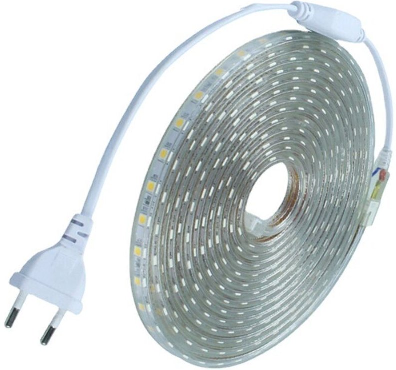 Komplettes 10-Meter-LED-Streifen-Set, 220 V, IP68 wasserdichtes Silikon, kaltweiß 6000 K, SMD5050, 60 LEDs/m