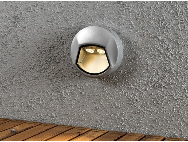 Konstsmide - led Außenwandleuchte / Wandaufbauleuchte chieri rund, ø 14cm, Alu grau, IP44