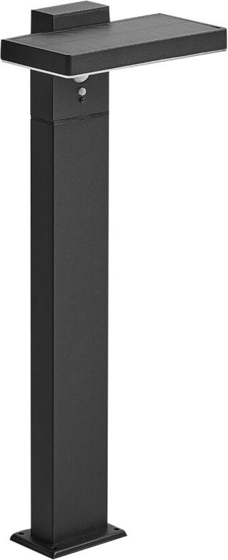 Solar LED-Pollerleuchte Schwarz Aluminium 50 cm Hoch Modern mit Montageplatte Outdoor Garten Einfahrt Beleuchtung Außenl...