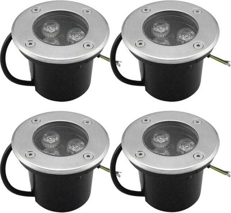 4er-Set LED-Einbaustrahler für den Außenbereich, 3 W, Schutzart IP65, rund, 270 Lumen, 3000 K, für Terrasse, Garten, Weg...