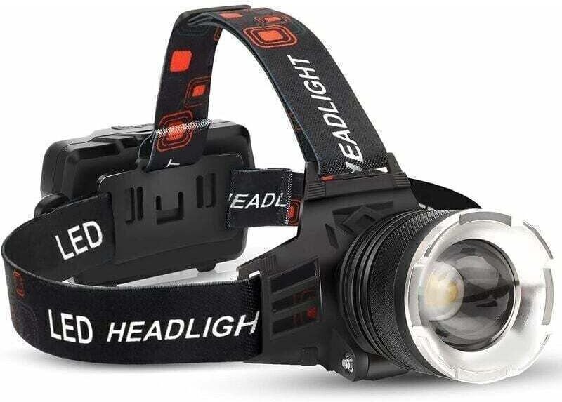 Wiederaufladbare LED-Stirnlampe, 90000 Lumen superhell mit 5 Modi und IPX6 wasserdicht, USB-wiederaufladbar, 90° verstel...