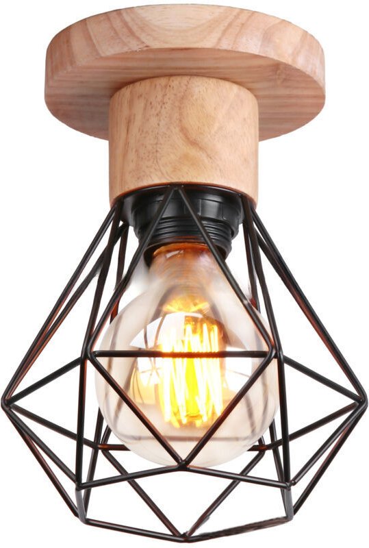 Retro-Käfig-Deckenleuchte, Diamant-Deckenleuchte, schwarze E27-Schraubfassung (Leuchtmittel nicht enthalten)