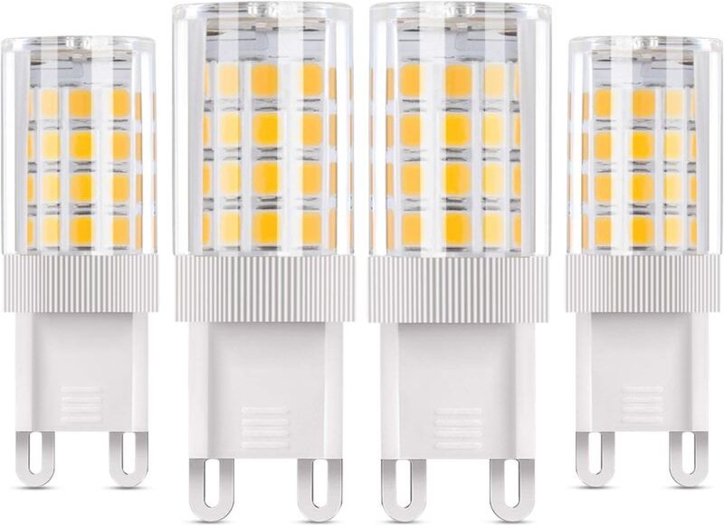 G9-LED-Lampe, 5 W, entspricht 50 W Halogenlampen, 4 Stück warmweiße 3000 K-LED-Lampen, 360° Abstrahlwinkel, AC85–220 V, ...