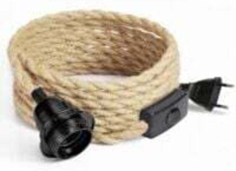 4,5 m langes, zweiadriges Leinenkabel mit E27-Fassung und Schalter für DIY-Lampen (Leuchtmittel nicht enthalten)