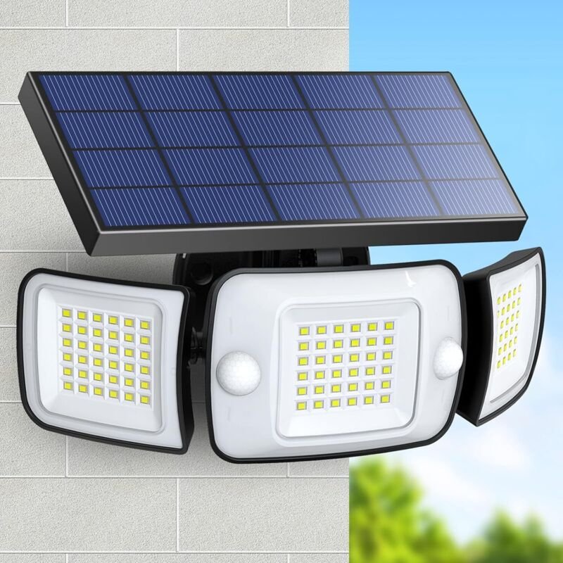 Solarlampen für Außen mit Bewegungsmelder, 6000 mAh Solarleuchten für Außen 108 LED Solar Lampe Outdoor Ideal für Terras...