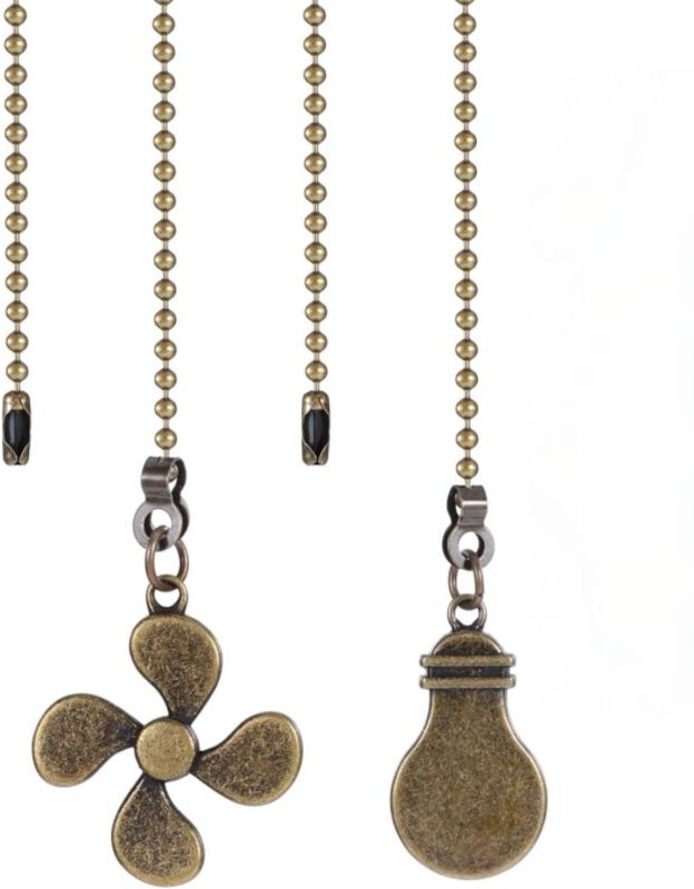 Set mit 2 Metall-Zugketten für 30-cm-Deckenventilatoren – Kabelverlängerung – Dekoration – Bronze