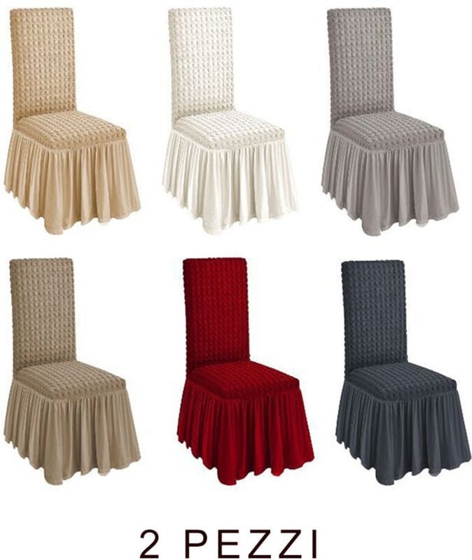 Trade Shop Traesio - Trade Shop - 2 Stück Stuhlbezug mit Rüschen Rückenlehne Stuhl Luftpolsterstoff verschiedene Farben ...