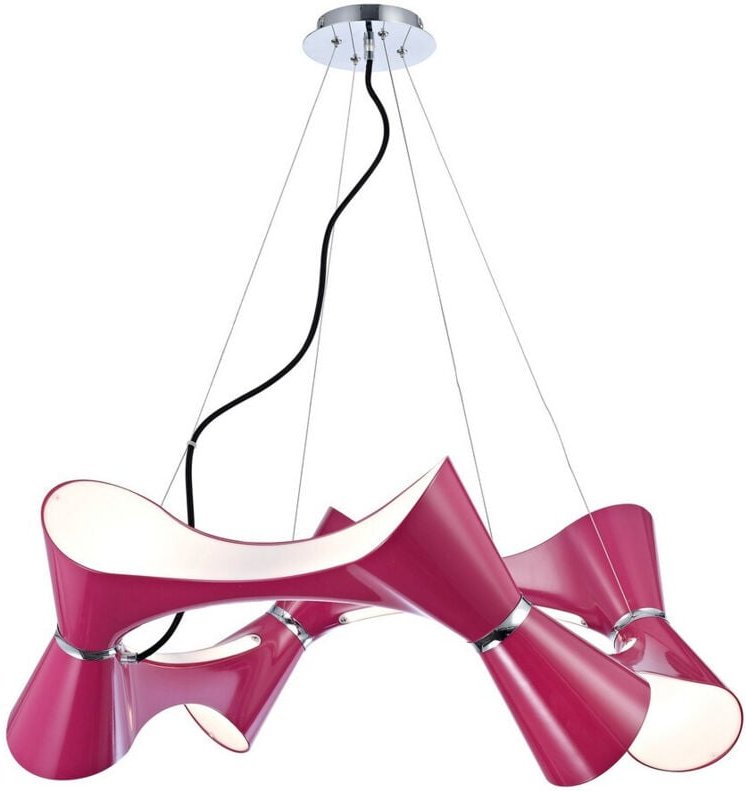Inspired Mantra Ora Pendelleuchte mit 8 gedrehten runden Leuchten, E27, glänzendes Lila/weißes Acryl/poliertes Chrom, Ko...
