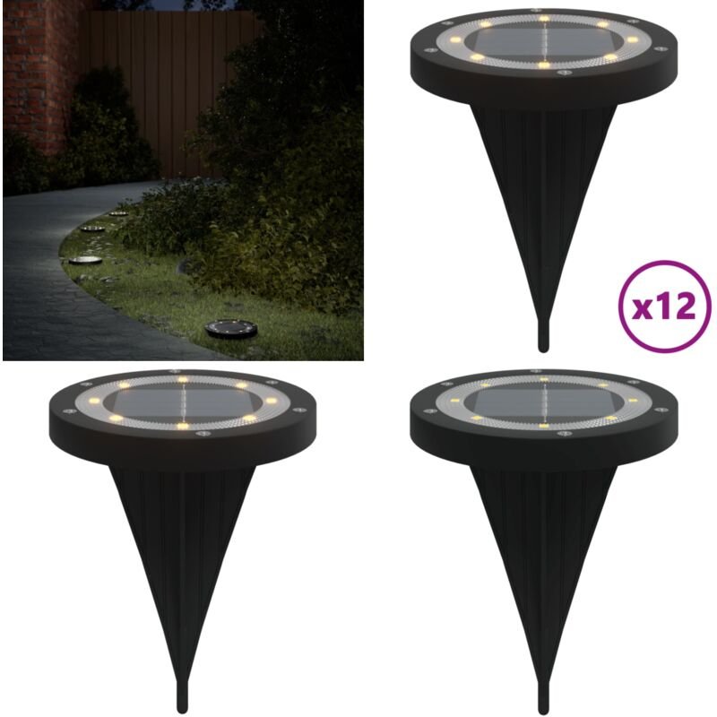 Thumbnail - Solar-Bodenleuchten mit Erdspieß 12 Stk. Warmweiß - Solarlaterne - Gartenbeleuchtung - Außenscheinwerfer - LED-Beleuchtu...