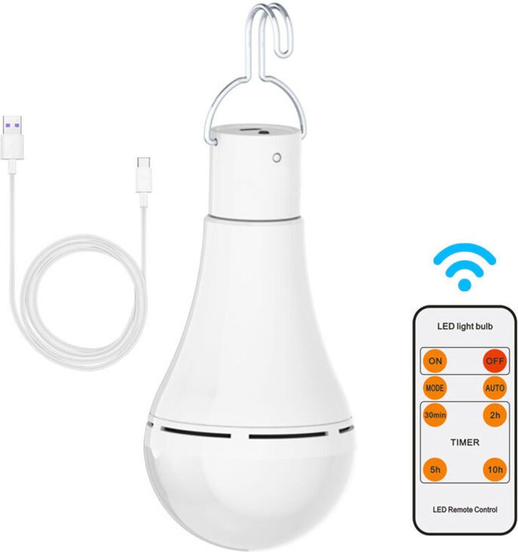 Ugreat - USB-wiederaufladbare Glühbirne mit Fernbedienung, 7-W-LED-Batteriebirnen, E27-Touch-dimmbare Glühbirne mit Timi...