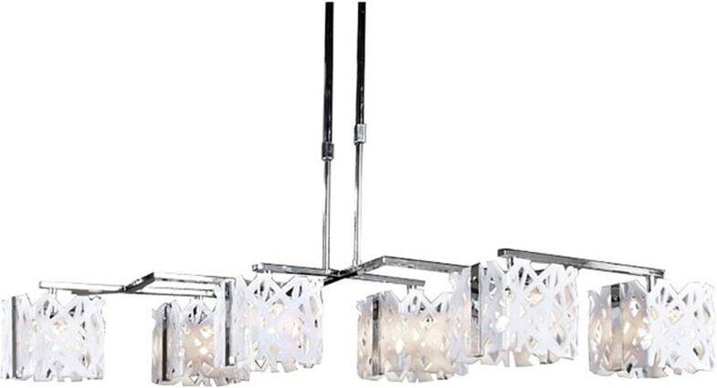 Tokio Rechteckige Teleskopleuchte mit 6 Leuchten, G9-Linie, glänzendes Weiß/poliertes Chrom