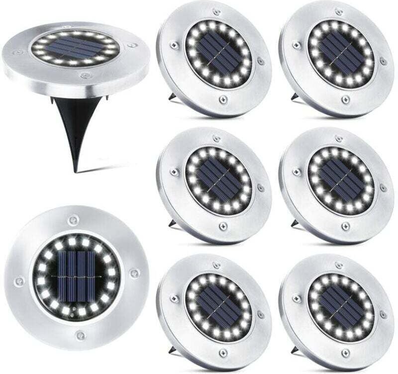 16 LED-Solar-Außenleuchten – 8 wasserdichte Solar-Gartenstrahler für Gehwege, Pfade, Terrassen, Höfe, unterirdische und ...