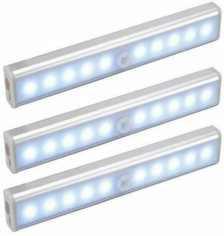 3er-Set 10 LED-Lampen, kabellos, über usb aufladbar, magnetisch, Bewegungsmelder, tragbar. Schranklicht, tragbares Notli...