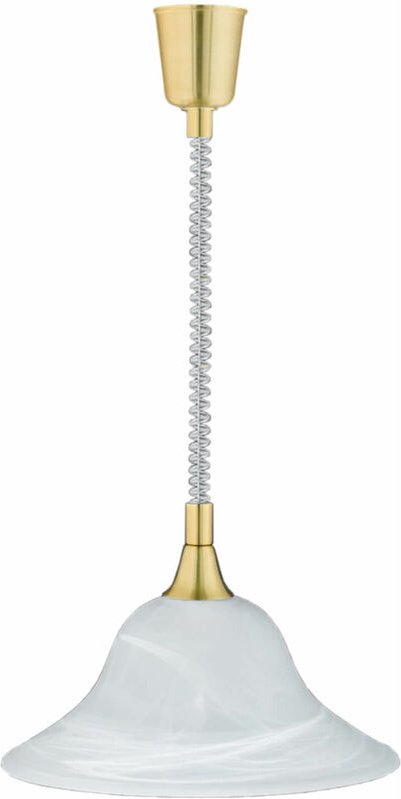 Pendelleuchte Ø 39 cm E27 Weiß Messing Glas Metall Hängeleuchte