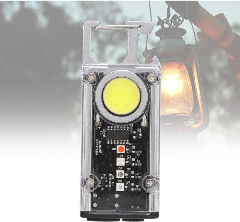 Kleine, helle, wasserdichte USB-Schlüsselanhänger-Taschenlampe mit Flaschenöffner, tragbar für Camping, Wandern und Lauf...