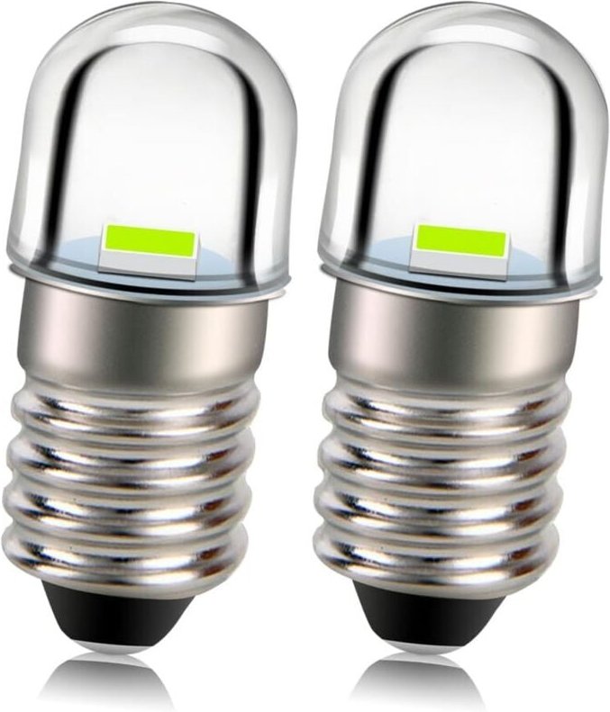 E10 LED-Glühbirne, 12 V, 2525, 1 SMD, grüner Chip, 100 lm, LED-Glühbirne, Ersatz für Taschenlampe, 2 Stück