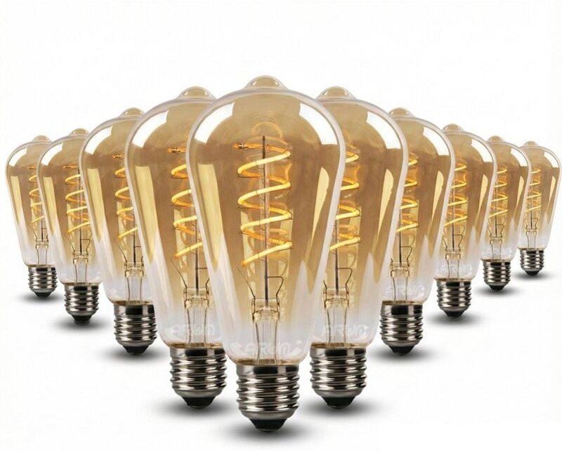 Set mit 8 Birnen led E27 ST64 Ambrée Vintage Deco Filament