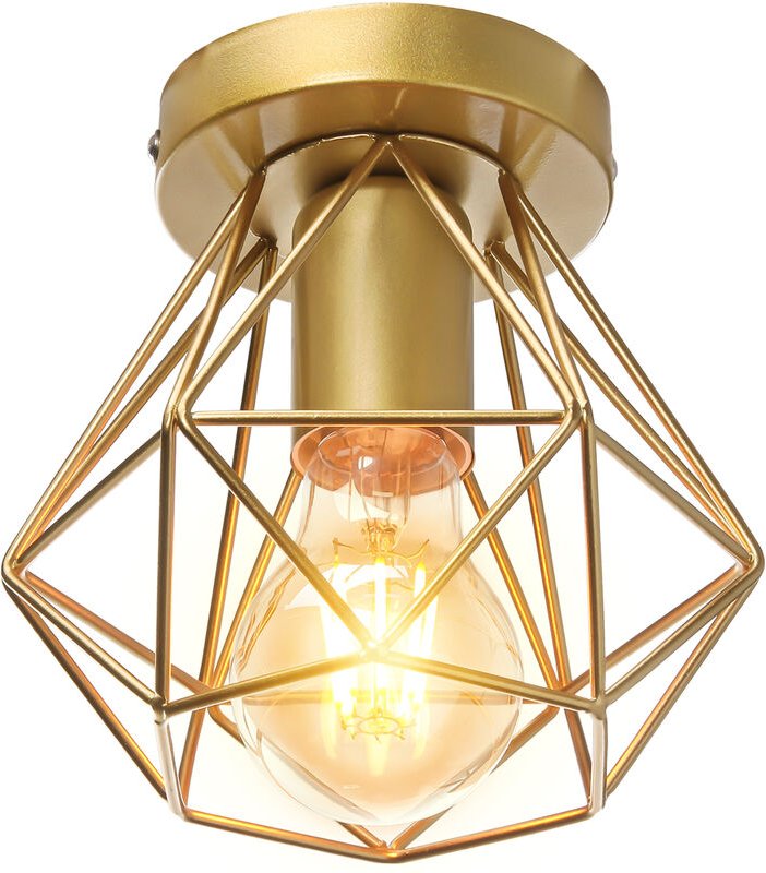 Pendelleuchte Antik, Ø16cm Mini Diamant-Form Kronleuchter, Vintage Hängelampe mit Käfig für Wohnzimmer Schlafzimmer Essz...