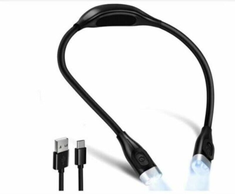Flexible LED-Nackenleselampe, wiederaufladbare Leselampe mit 4 LEDs und 3 Farben, Augenschutz, mit extra langem flexible...