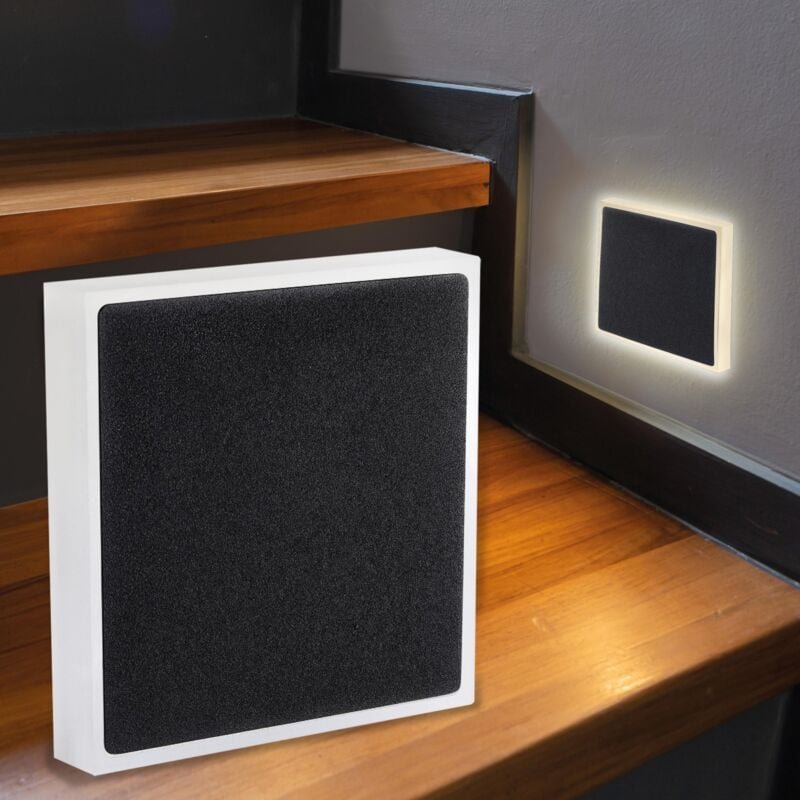 LED Treppenleuchte eckig schwarz - Lichtfarbe: Warmweiß 1,5W - Lichtaustritt: Halo