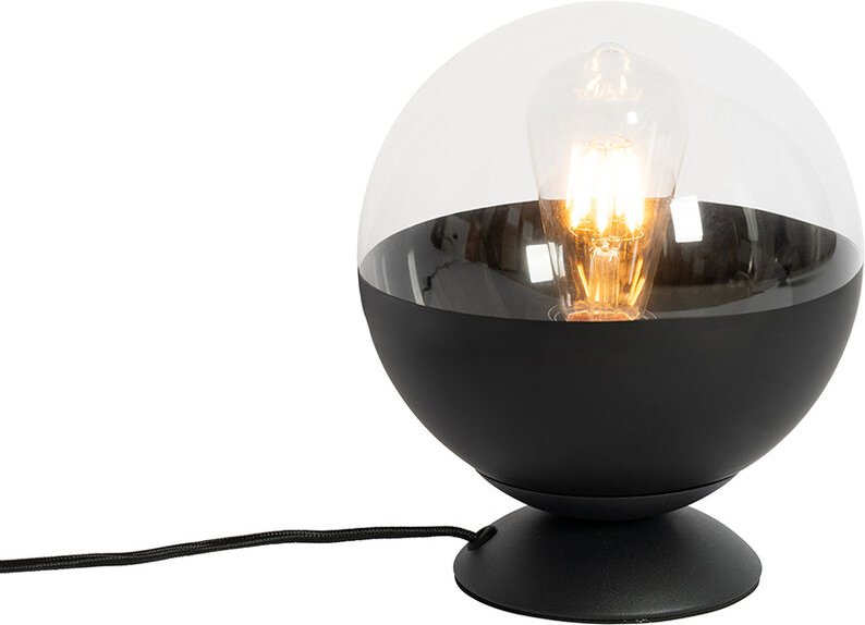 Retro-Tischlampe schwarz mit klarem Glas - Eclipse