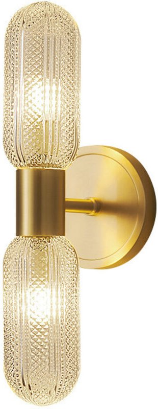 2-Kopf-Wandleuchte aus Glas in Maisform, Wandleuchte aus Messing, 360°-Wandleuchten mit Auf- und Ab-Beleuchtung, Wandleu...