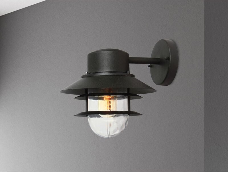 Meinewunschleuchte - led Wetterfeste Downlight Außen Wandlaterne aus Edelstahl, Schwarz Höhe 24cm