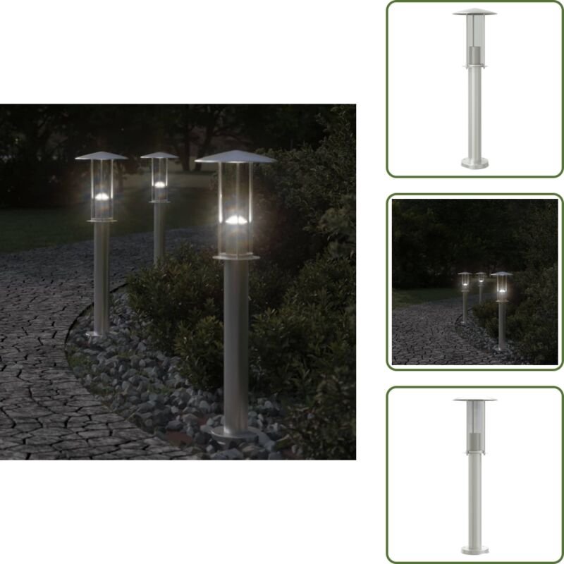 Wegeleuchte Silbern 60 cm Edelstahl - Wegeleuchte - Edelstahl - Außenstehleuchte - Gartenlampe - LED-Lampe