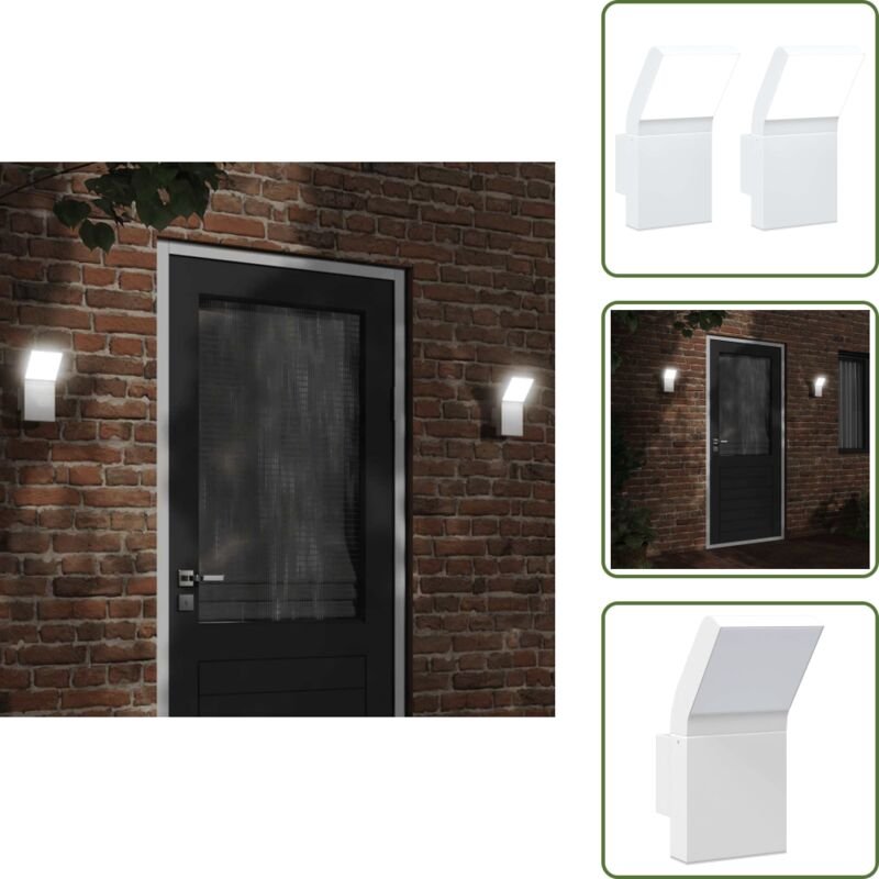 LED-Außenwandleuchten 2 Stk. Weiß Aluminiumdruckguss - LED-Lampe - Außenleuchte - Wandleuchte - Gartenbeleuchtung - Terr...