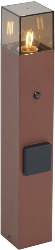 Qazqa - Industrielle Außenleuchte Rostbraun mit Rauchglas 50cm mit Dämmerungssensor - Dänemark